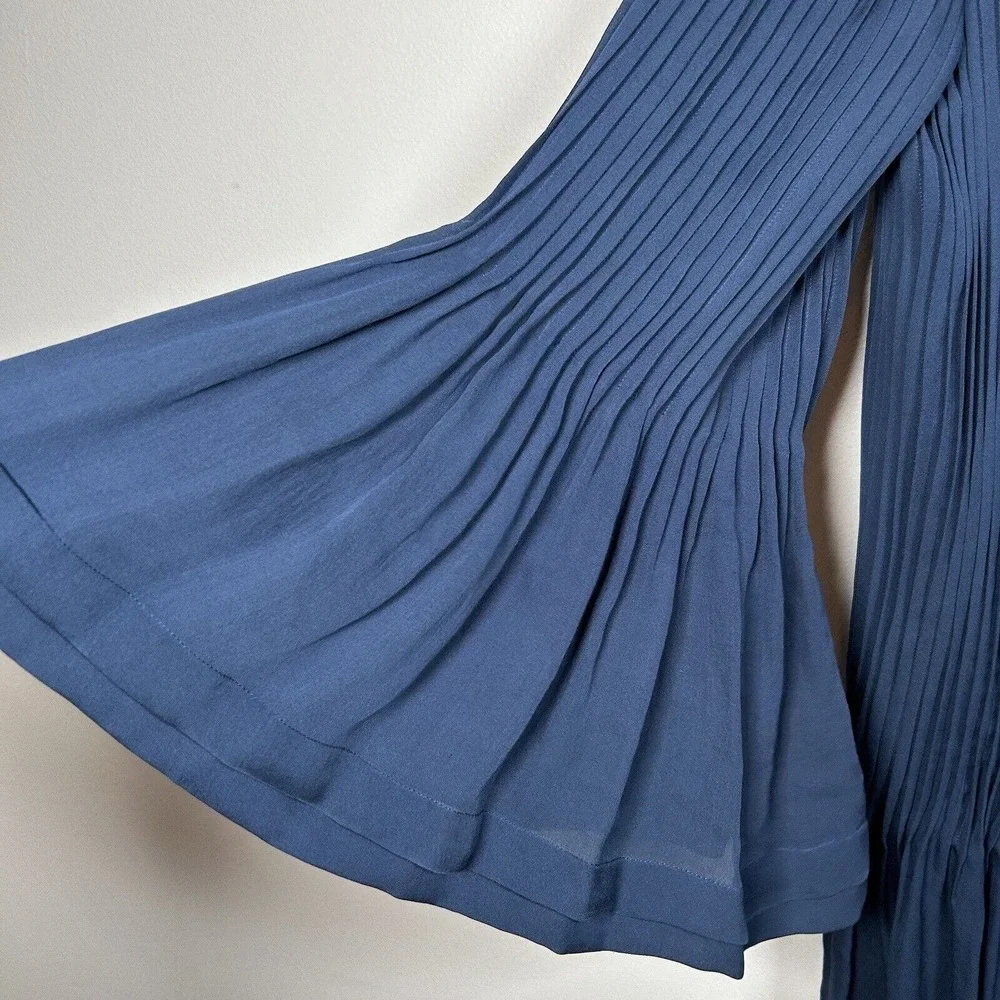 SACHIN & BABI Navy Blue Silk Pleated Long Sleeve Dress. Size 6 - Picture 6 of 9